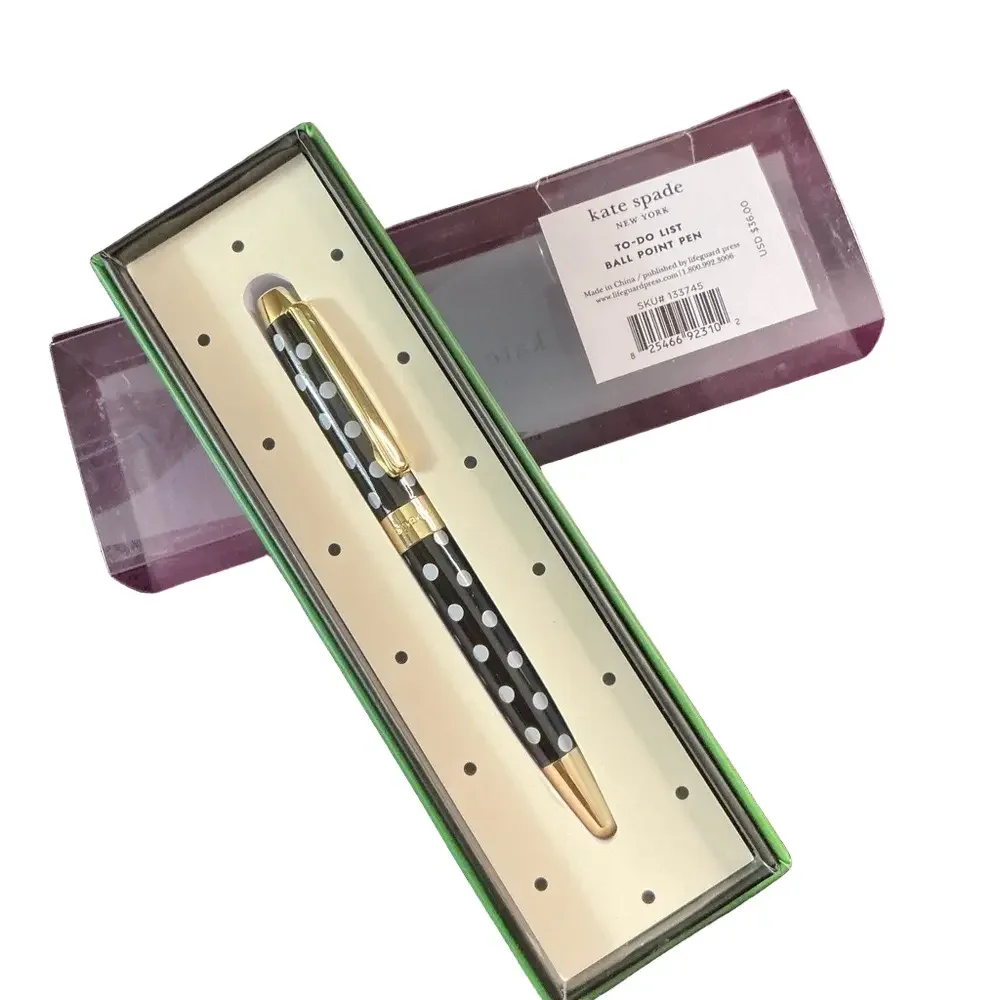 Kate Spade Black and Gold Polka Dot Pen